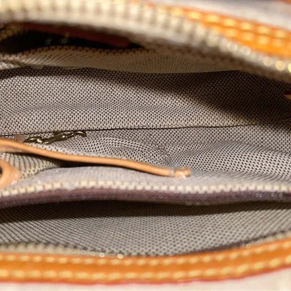 Dooney & Burke canvas rectangular satchel tan and brown - Picture 7 of 12